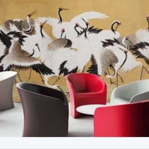 Japanese flock of cranes (18th century) vintage painting by Ishida Yu? tei